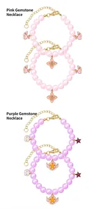 Eleganti collane di perle per gatti e cani in rosa e viola con graziosi ciondoli