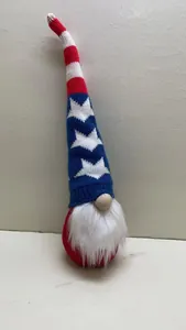 Patriotic gnome plush doll with American flag pattern hat for Independence Day decor