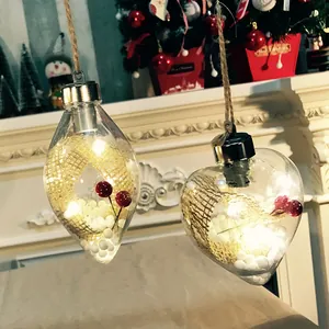 Luminous Christmas hanging ornaments with warm LED lights and festive decorations
