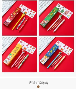 Coffret papeterie de Noël surprise avec stylos, recharges et autocollants mignons