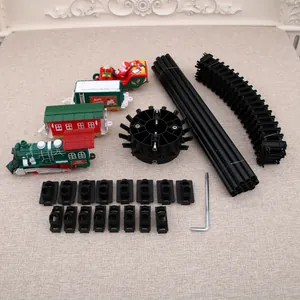 Umfassendes Detail-Layout des elektrischen Weihnachtszug-Sets mit Schienen und Wagen