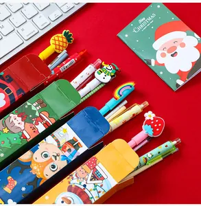 Coffret cadeau de papeterie de Noël créatif avec stylos de dessin animé pour écoliers
