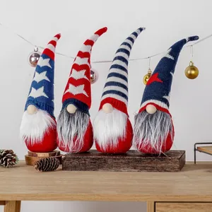 Patriotic US Independence Day Gnome Plush Decoration Stars And Stripes Faceless Rudolph Doll Handcrafted Figurine Ornament For Home Table Decor