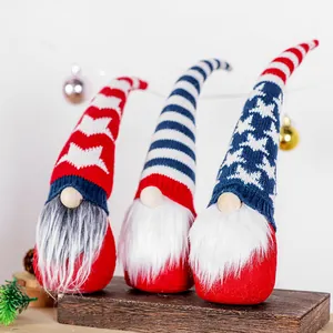 Set of 3 Patriotic Independence Day Rudolph faceless gnome plush dolls for home decoration