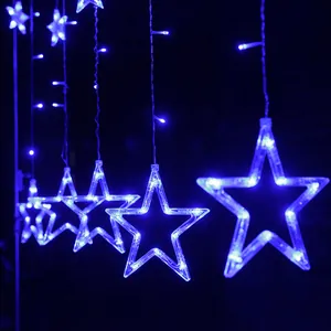Luci a tenda a stella a LED blu per decorazioni natalizie e un'atmosfera di festa ideale