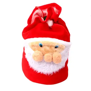 Sac cadeau de Noël Père Noël en velours rouge pour bonbons et petits cadeaux de fête