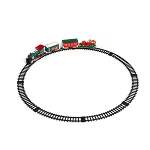 Elektrisches Weihnachtszug-Set mit Rundschiene und Weihnachtsmann-Schlittenanhänger