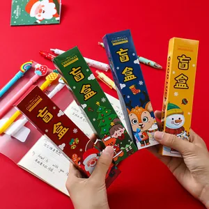 Papeterie Blind Box Noël Stylo Surprise Dessin Animé Squishy Stylos Gel Autocollants Recharges Cadeau Étudiant École Enfants Fête