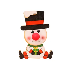 Wooden glowing snowman Christmas tree ornament hanging decoration for holiday gift