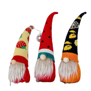 Lot de 3 nains sans visage à thème fruitier pour les décorations de vitrines de fête