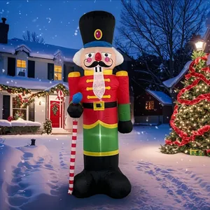 Polyester Inflatable Christmas Nutcracker Soldier Glowing Decoration Internal Lighting Outdoor Courtyard Festive Party Ornament
