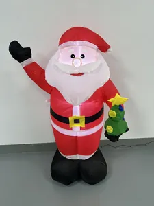 Detailed view of an inflatable Santa Claus with internal LED lights for Christmas
