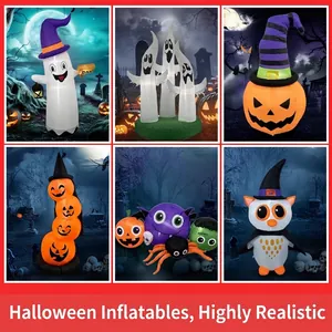 Décorations Extérieures Gonflables Halloween Noël Pâques Fantôme Père Noël Bonhomme de Neige Lapin pour Jardin Pelouse Fête