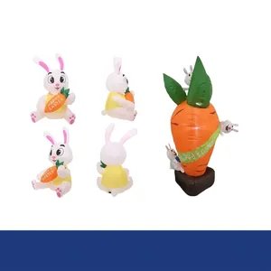 Easter Inflatable Decoration Outdoor Large LED Lighted Bunny Rabbit Carrot For Yard Lawn Garden Festival Ornament