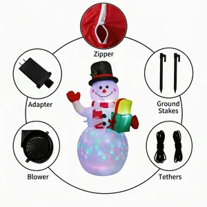 Inflatable Christmas snowman with LED lights including adapter blower stakes ropes