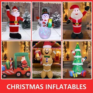 Décorations de Noël gonflables extérieures avec Père Noël, bonhomme de neige et pain d'épice