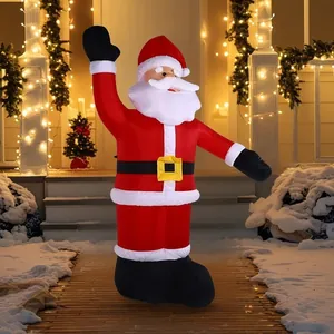 2.4m tall waving Santa Claus inflatable with lights for garden Christmas decoration