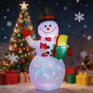 Inflatable Christmas snowman with colorful LED lights for outdoor yard party decoration