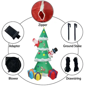 Sapin de Noël gonflable avec Père Noël et bonhomme de neige avec accessoires