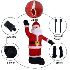 2.4m inflatable waving Santa Claus Christmas decoration with accessories kit