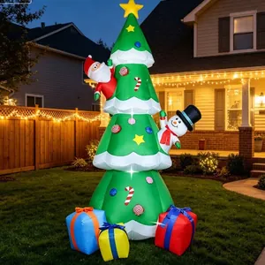 Grand sapin de Noël gonflable extérieur avec Père Noël et bonhomme de neige pour décoration