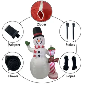 Aufblasbarer Weihnachtsschneemann mit Laternenpfahl und Zubehörbeschreibung