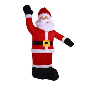 2.4m waving inflatable Santa Claus with built-in LED lights for garden Christmas decoration