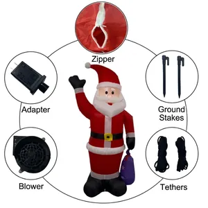 Outdoor inflatable Santa Claus Christmas decoration with blower and ground stakes
