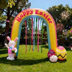 Inflatable Easter arch with bunny and colorful eggs for outdoor party decoration