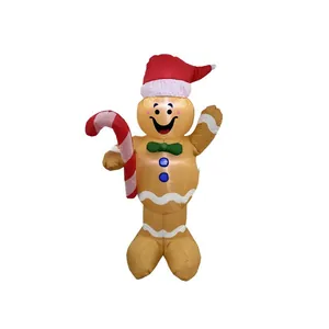 Inflatable Christmas gingerbread man with LED lights for festive party decoration