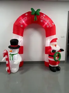2,4 m hoher aufblasbarer Weihnachtsbogen mit festlichem Weihnachtsmann und Schneemann