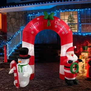 Festlicher 2,4m aufblasbarer Weihnachtsbogen mit Weihnachtsmann und Schneemann