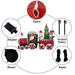 Large inflatable Christmas train featuring Santa, Snowman and LED lighted effects