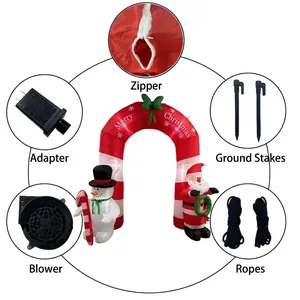 2.4m Aufblasbarer Weihnachtsbogen mit Weihnachtsmann und Schneemann für den Garten