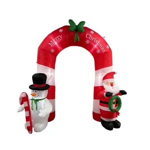 Riesiger 2,4m aufblasbarer Weihnachtsbogen mit Weihnachtsmann und Schneemann für Garten