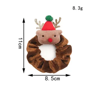 Kerst rendier pluche scrunchie, afmetingen 11 cm x 8,5 cm, gewicht circa 8,3 g