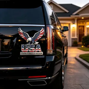 Badge de voiture en métal USA Eagle avec slogan Faith Family Freedom pour véhicules