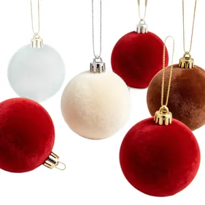 Set di palline di Natale floccate in velluto in vari colori per decorazioni festive