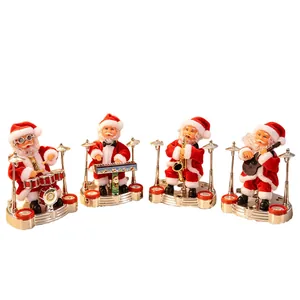 Ensemble de quatre figurines musicales électriques du Père Noël pour déco de Noël