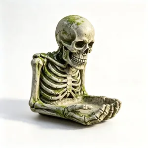 Mangiatoia uccelli scheletro Halloween vassoio resina decorazione per giardino