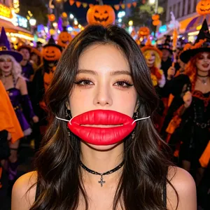 Funny red sausage lips prop for Halloween cosplay costumes and holiday themed parties