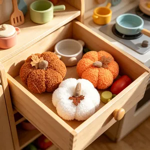 Nordic Style Lamb Wool Simulation Pumpkin Ornament Harvest Festival Halloween Decoration For Home Desktop Party Gift