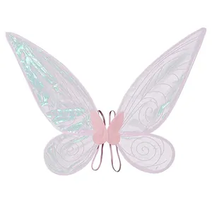 Sparkling iridescent pink butterfly wings for kids' fairy costumes and party play