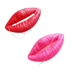 Funny Halloween red and pink oversized sausage lips prop for cosplay show performances.