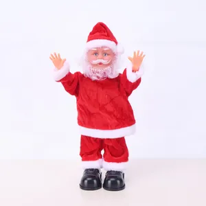 Detailed view of standing electric Santa Claus ornament for Christmas decor.
