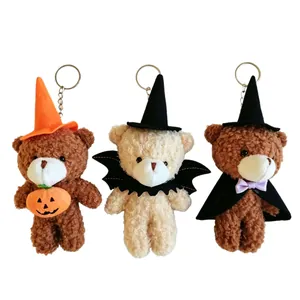 Portachiavi orsetto di peluche per Halloween con cappelli da mago e zucca