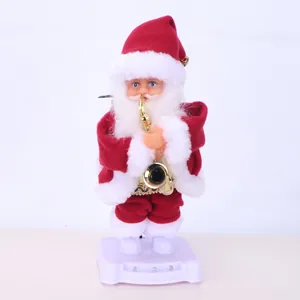 Electric standing Santa Claus doll playing a golden saxophone for festive Christmas decor