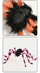 Primer plano de araña de felpa de Halloween con textura de pelo y patas