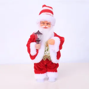 Electric standing Santa Claus figurine with lantern for Christmas window decoration