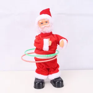 Standing electric Santa Claus doll with hula hoop for festive Christmas window decoration